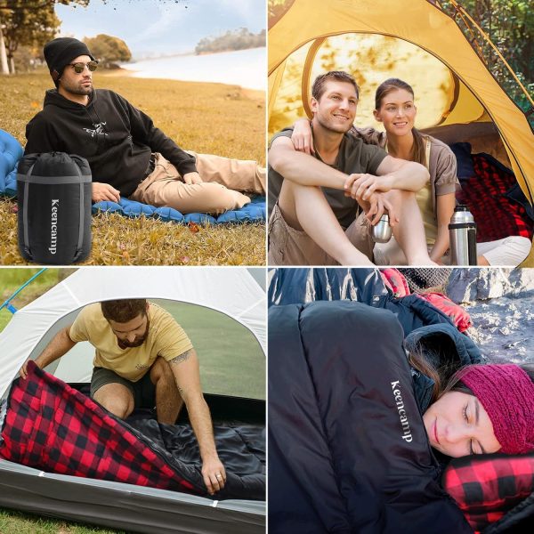 0 Degree Sleeping Bag Cotton Flannel Winter Cold Weather for Adults XXL Sleeping Bag 4 Season Big and Tall with Pillow Compression Sack - Image 8