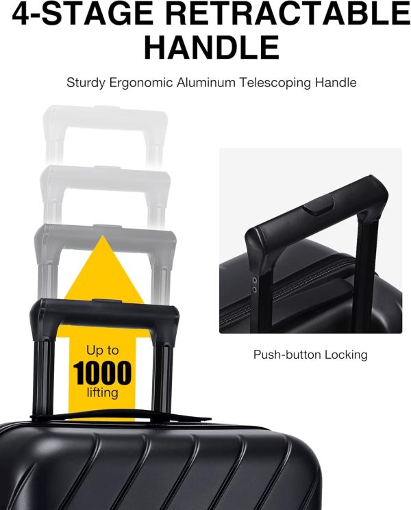 BAGSMART Carry On Luggage 22x14x9 Airline Approved With TSA Lock, 1OO% Polycarbonate Hardside Luggage with Spinner Wheels, Durable Hard Shell Carry On Suitcase 20 inch Black - Image 5