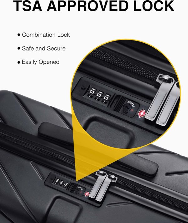 BAGSMART Carry On Luggage 22x14x9 Airline Approved With TSA Lock, 1OO% Polycarbonate Hardside Luggage with Spinner Wheels, Durable Hard Shell Carry On Suitcase 20 inch Black - Image 7