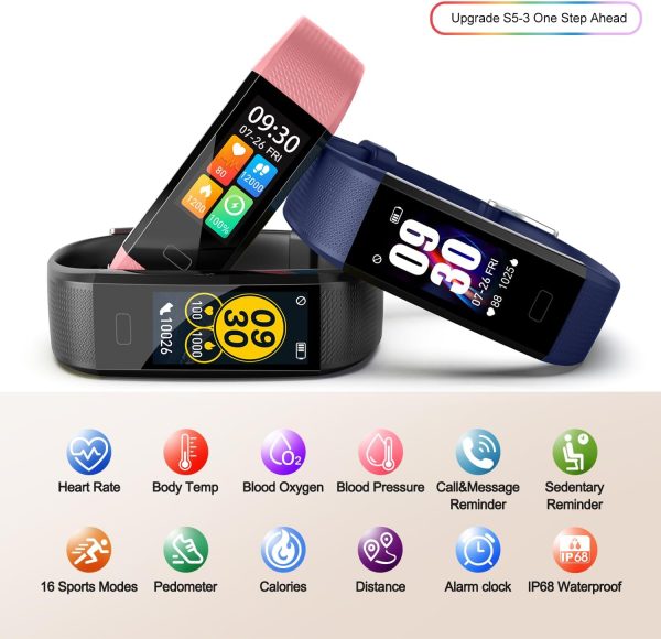 ENGERWALL Fitness Tracker with Step Counter/Calories/Stopwatch, Activity Tracker with Heart Rate Monitor, IP68, Health Tracker with Sleep Tracker, Smartwatch, Pedometer Watch for Women Men Kids - Image 2