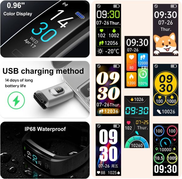 ENGERWALL Fitness Tracker with Step Counter/Calories/Stopwatch, Activity Tracker with Heart Rate Monitor, IP68, Health Tracker with Sleep Tracker, Smartwatch, Pedometer Watch for Women Men Kids - Image 6