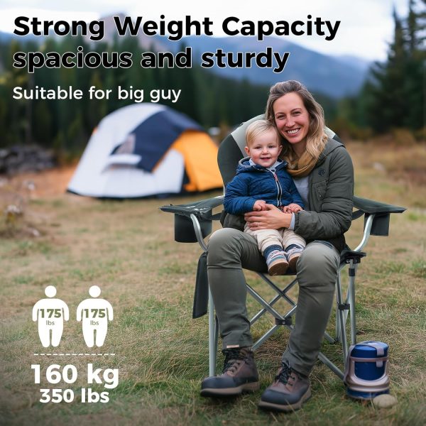 KingCamp Oversized Camping Folding Chair with Lumbar Support, Heavy Duty Ergonomic Padded Arm Chair with Cooler Bag, Cup Holder, Portable for Outdoor - Image 7