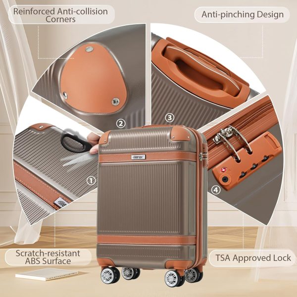 Merax Luggage Set 3 Piece 20-Inch Carry On Luggage Lightweight Suitcase Set with Spinner Wheels, TSA Lock, Collision-Protection Angle (Coppery) - Image 5