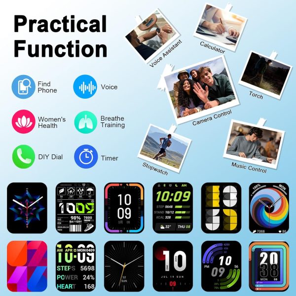 Smart Watch(Answer/Make Call), 1.91" Smartwatch for Men Women, NEW Fitness Watch with 110+ Sport Modes, Fitness Activity Tracke with Pedometer/Sleep Monitor/Heart Rate/IP68 Waterproof, for Android iOS - Image 3