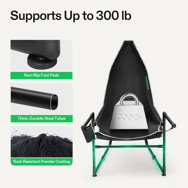 VIVOSUN Chaise Lounge, 2-in-1 Reclining Chair with Footrest/Armrests, Cup Holder, Storage Pocket, and Carry Bag, Support 300 lb, for Camping, Beach, Poolside, and Patio, Black - Image 5